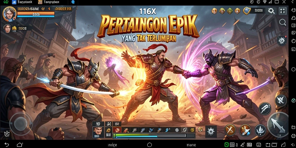 Tampilan gameplay pertarungan di 116X yang mendebarkan.