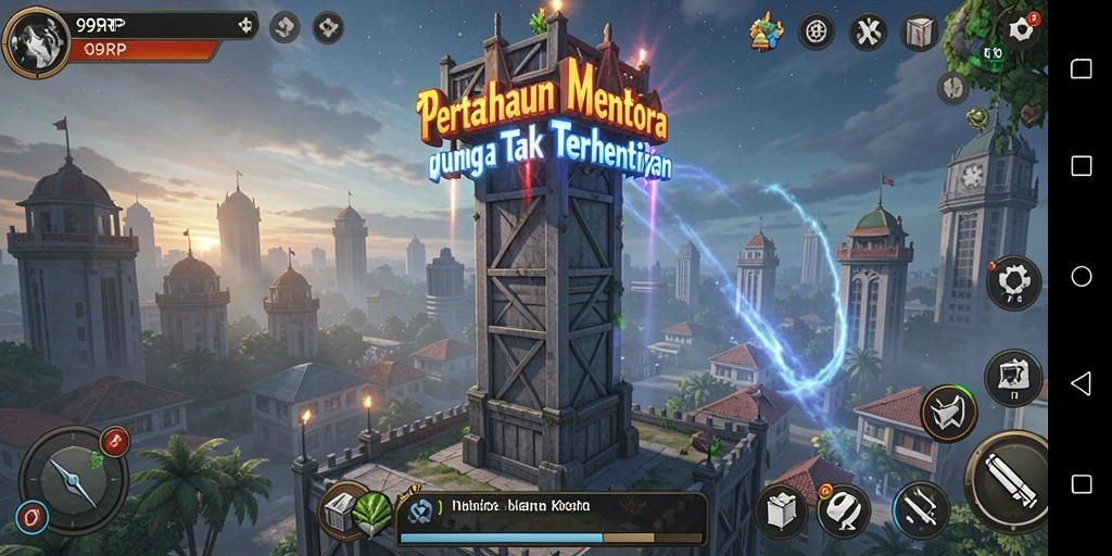 Tangkapan layar utama 99RP yang menampilkan aksi Tower Defense seru.