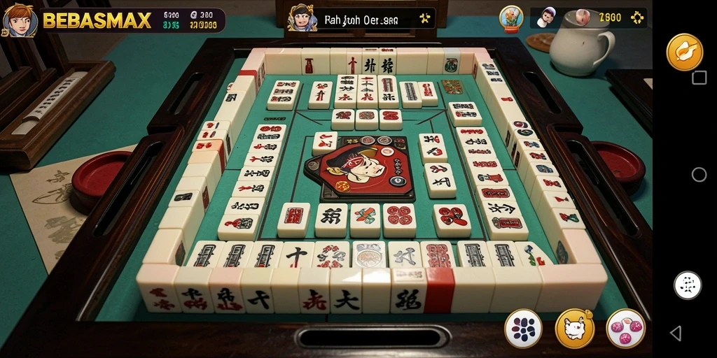 Tangkapan layar BEBASMAX menampilkan suasana permainan Mahjong yang seru.