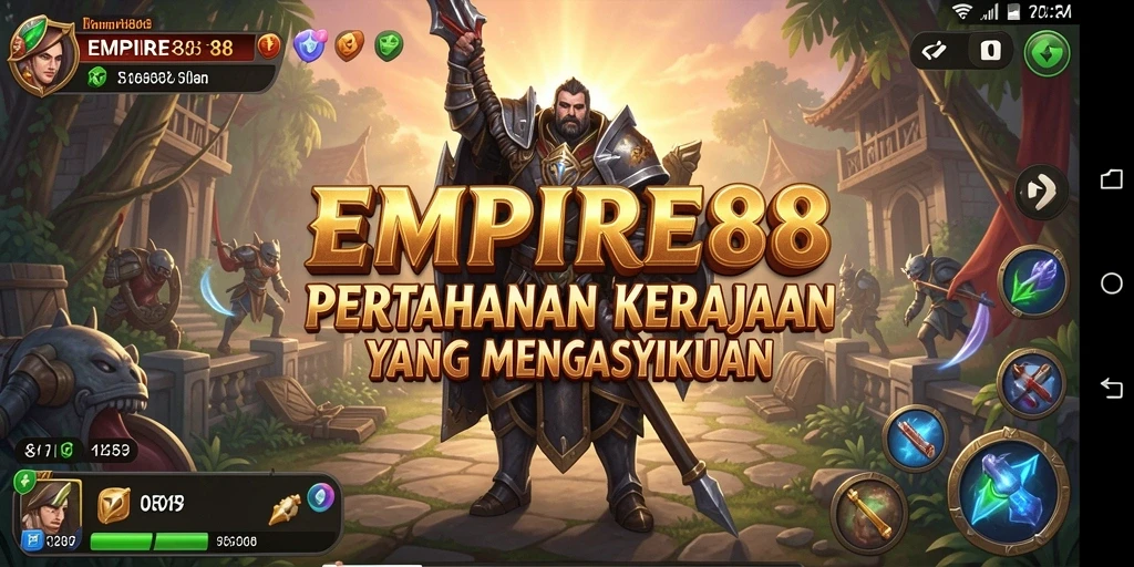 Tampilan gameplay menakjubkan dari EMPIRE88 dalam pertempuran Tower Defense.