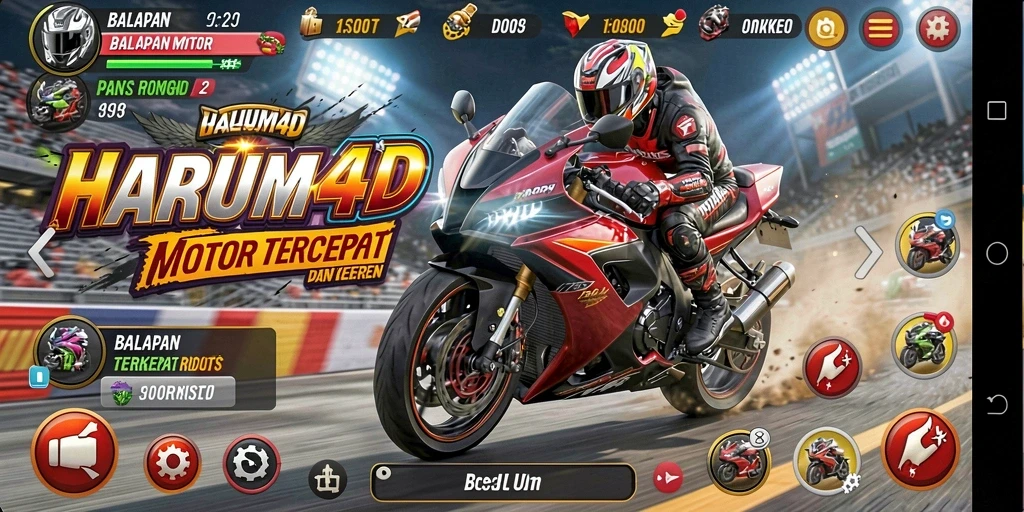 Gameplay seru dan menegangkan di <strong>HARUM4D</strong> dengan balapan motor yang mendebarkan.