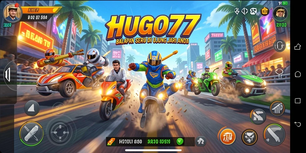 Tampilan gameplay seru penuh aksi dari HUGO77.