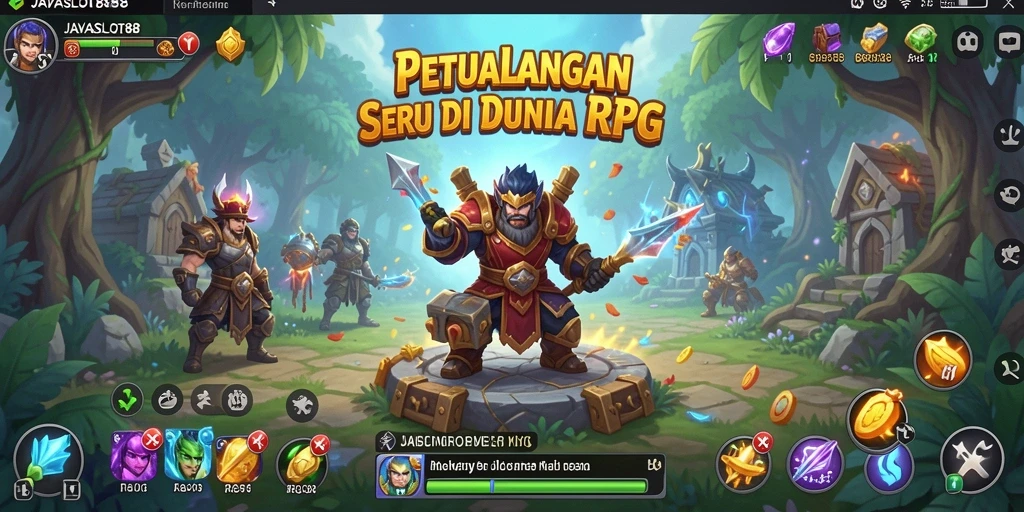 Screenshot gameplay <strong>JAVASLOT88</strong> menampilkan aksi pertempuran yang mendebarkan di dunia RPG.