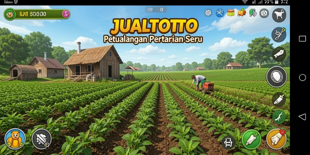 Screenshot utama JUALTOTO menampilkan gameplay seru bertani.