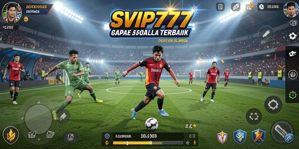 Tampilan gameplay SVIP777 dengan aksi sepak bola yang menegangkan.