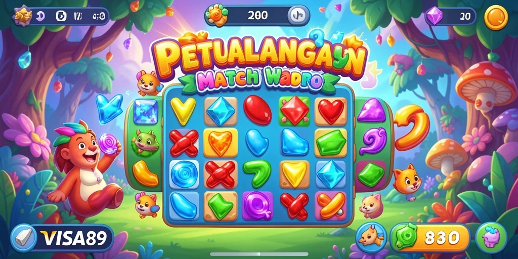 Screenshot gameplay <strong>VISA89</strong> menunjukkan keseruan mencocokkan item.