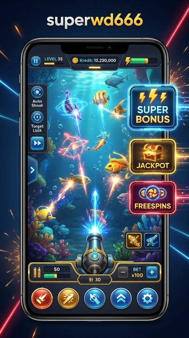 Tampilan beranda aplikasi superwd666 yang sederhana dan mudah digunakan.